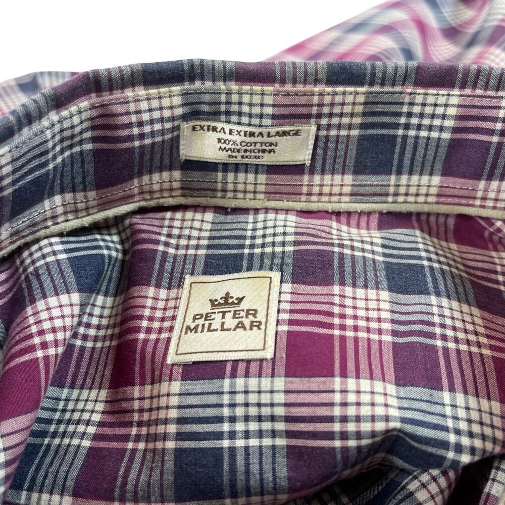 Peter Millar Button Front Shirt Sz 2XL Mens Checks Long Sleeve Pocket‎ - Picture 5 of 5